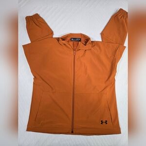 Under Armour‎ Orange Black mens Small Woven Full Zip Track Jacket Waterproof